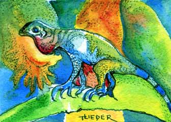 "Hide & Seek" by Tom Lieder, Milton WI - Watercolor & ink, SOLD